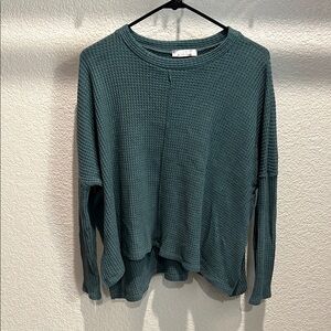 Women's Teal Waffle Knit Top